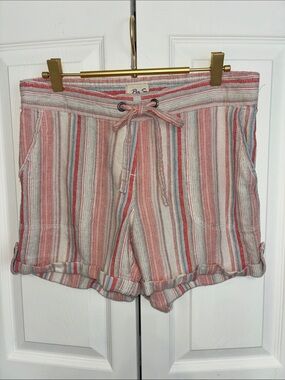 Per Se Pink Multi-Striped Drawstring Bermuda Shorts